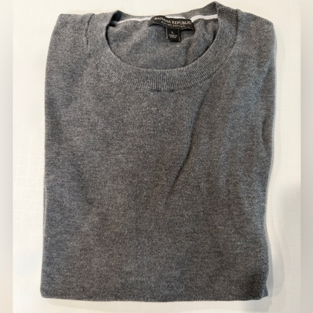 Banana Republic Men's Charcoal Crewneck Sweater. Pre loved